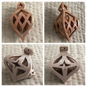 Craftsman made wooden Christmas ornaments (2) NWOT